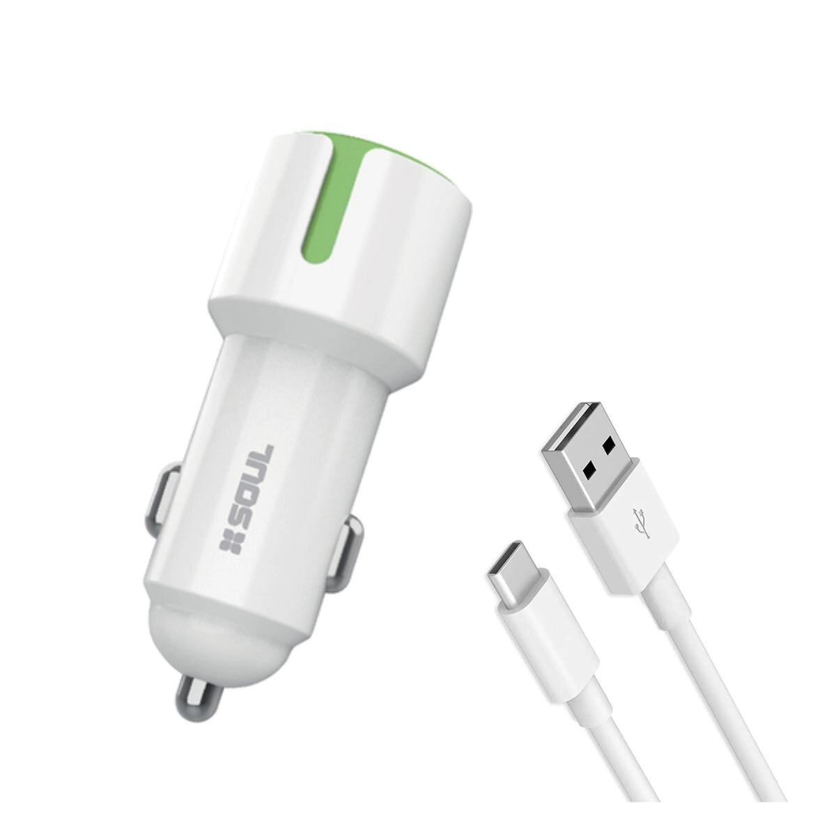 CARGADOR DE AUTO SHARE DUAL 2.4A TYPE-C BLANCO