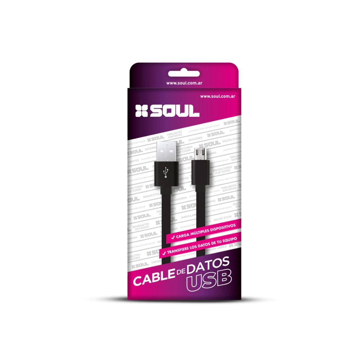CABLE USB SOUL MICRO USB 1 MTS NEGRO