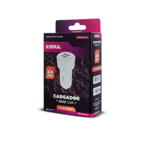 CABEZAL AUTO SOUL USB X2 2.4A BLANCO CA'USB2BL