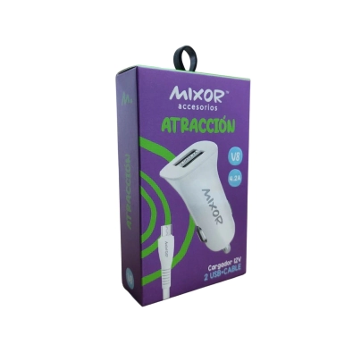 CARGADOR AUTO MIXOR MOD42 ATRACCION 3.1AMP 2USB