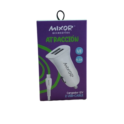 CARGADOR AUTO MIXOR MOD42 ATRACCION 3.1AMP 2USB