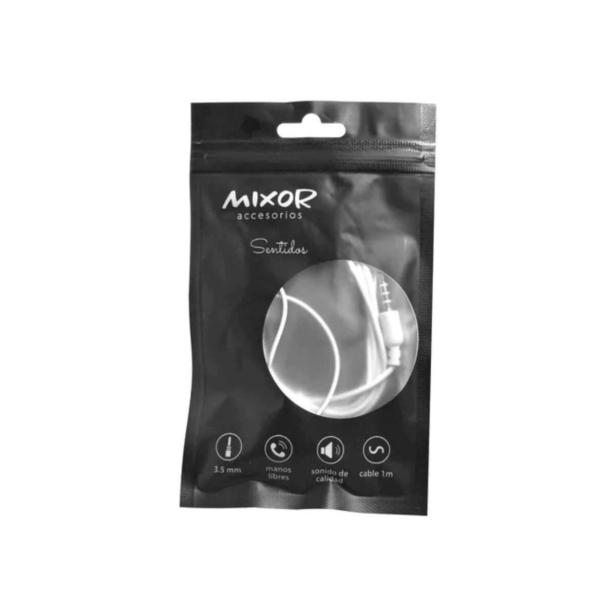AURICULAR MIXOR MANOS LIBRES SENTIDOS 3.5MM 1MTS BLANCO