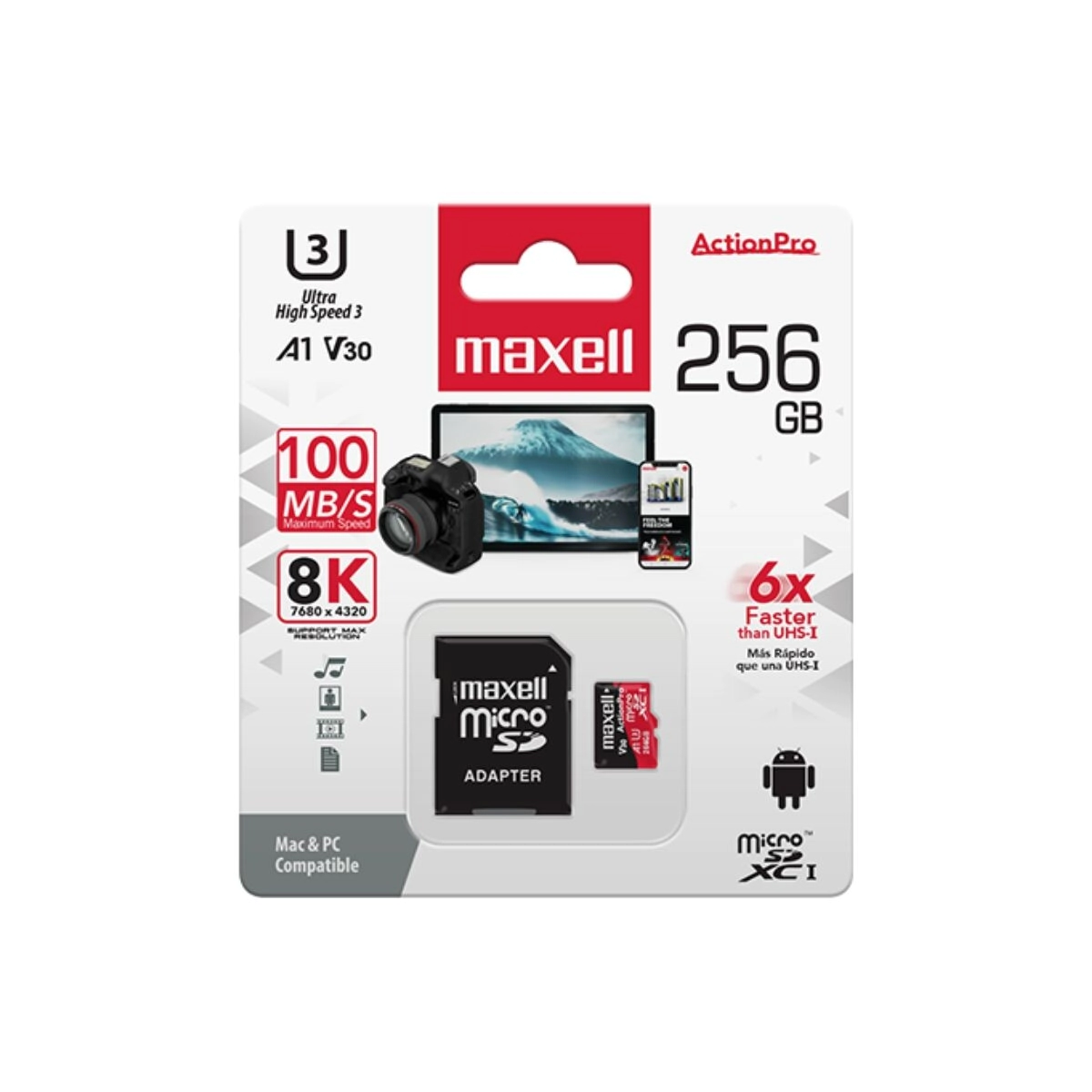 MEMORIA MICROSD MAXELL 256GB U3 SDXC UHS3 C/ADAPTADOR