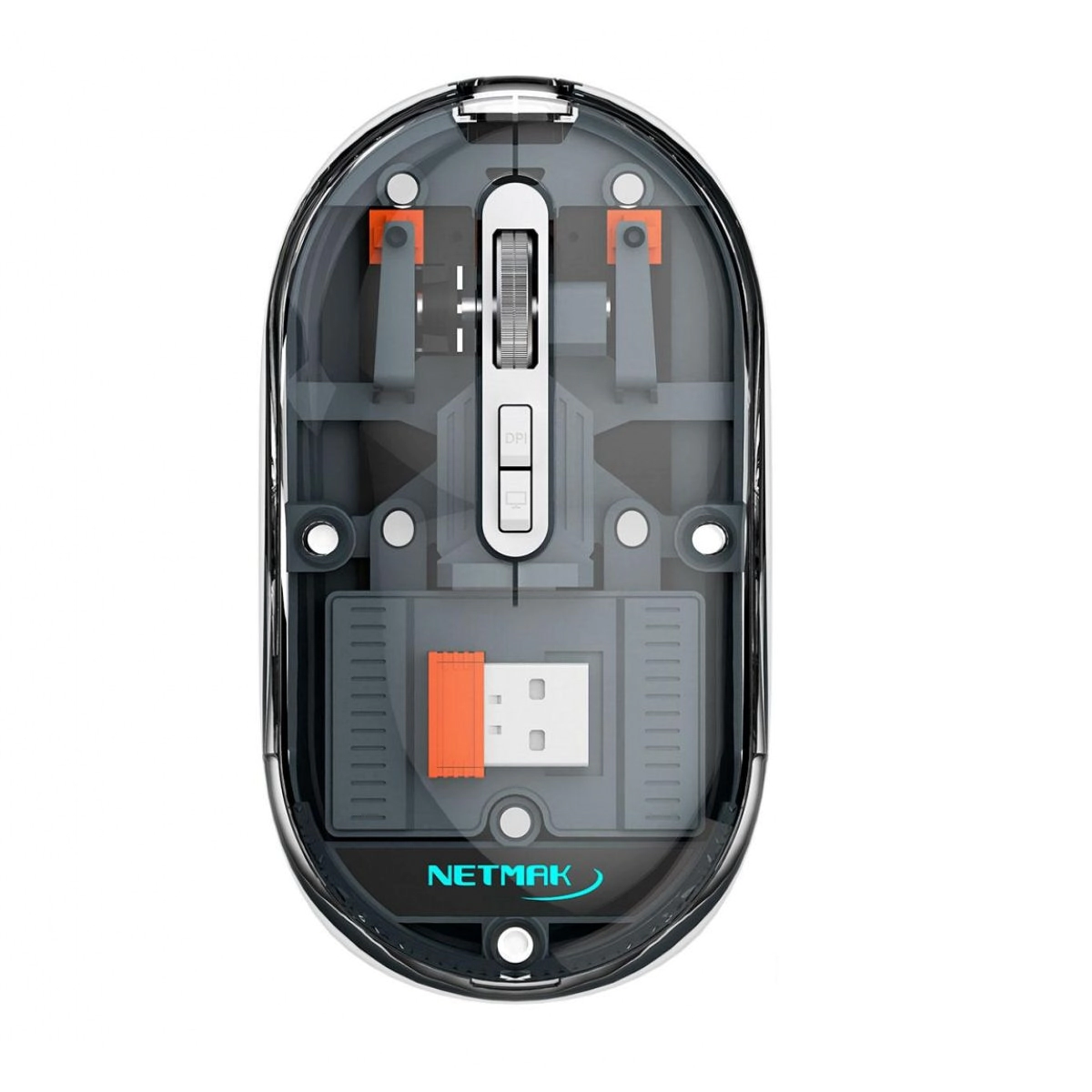 MOUSE NETMAK TRANSPARENTE 2.4GHZ/BT 5.0 GRIS NM-M670-S