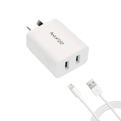 CARGADOR MIXOR REALIDAD 2USB + CABLE IPHONE 45W