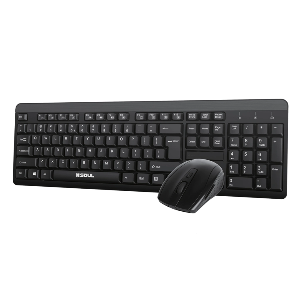 KIT TECLADO + MOUSE SOUL INALAMBRICO OFFICE C100 NEGRO