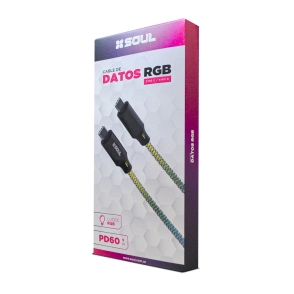 CABLE USB SOUL RGB 3EN1 60W PD TYPE-C/LIGHT/MIC