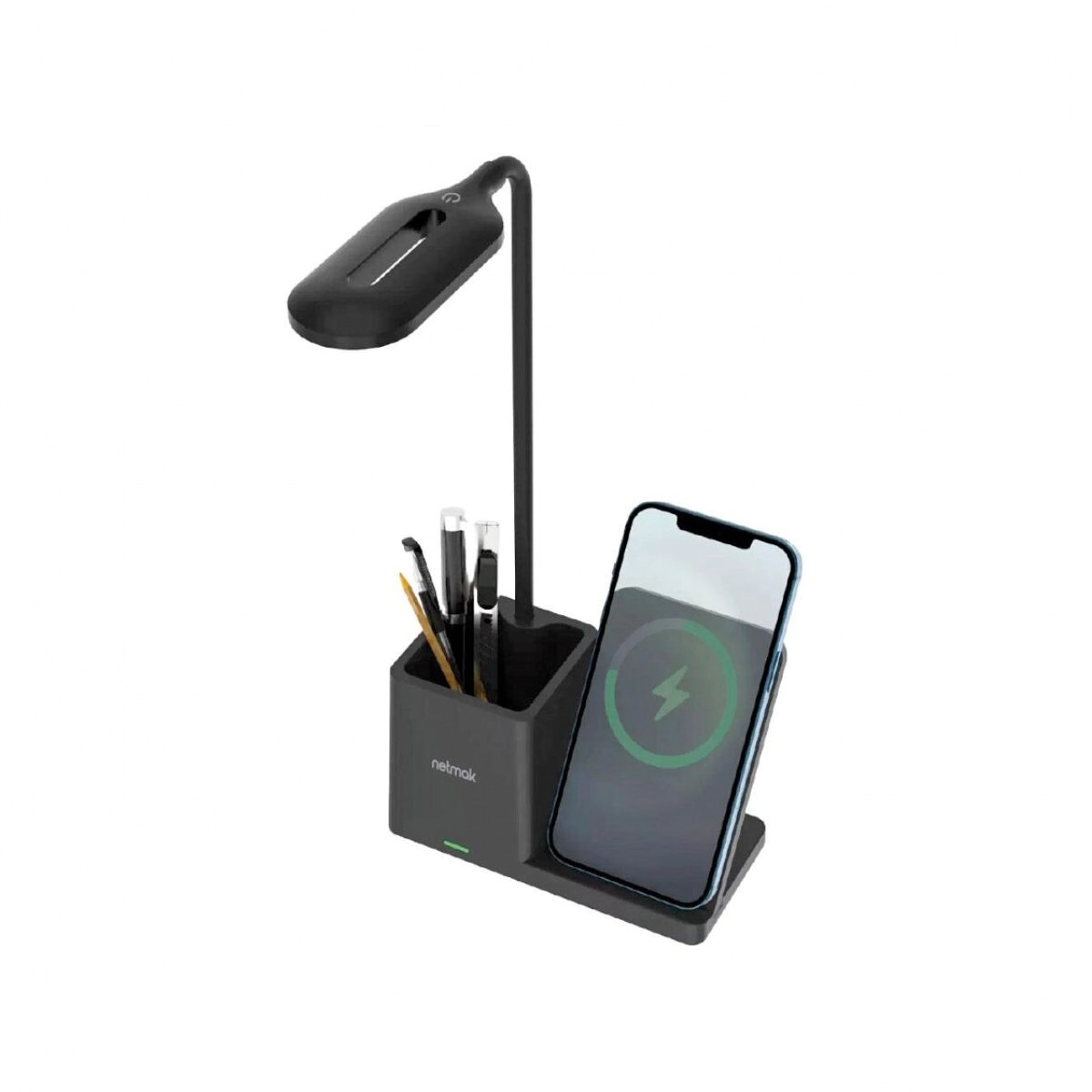 LAMPARA LED NETMAK CARGA INALAMBRICA 15W NEGRO C/SOP NM-CL15