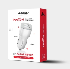 CARGADOR 12V MODM-044 PROTON 2USB + CABLE TIPO C MIXOR
