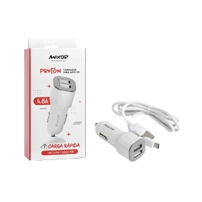 CARGADOR 12V MODM-043 PROTON 2USB + CABLE MICRO USB MIXOR