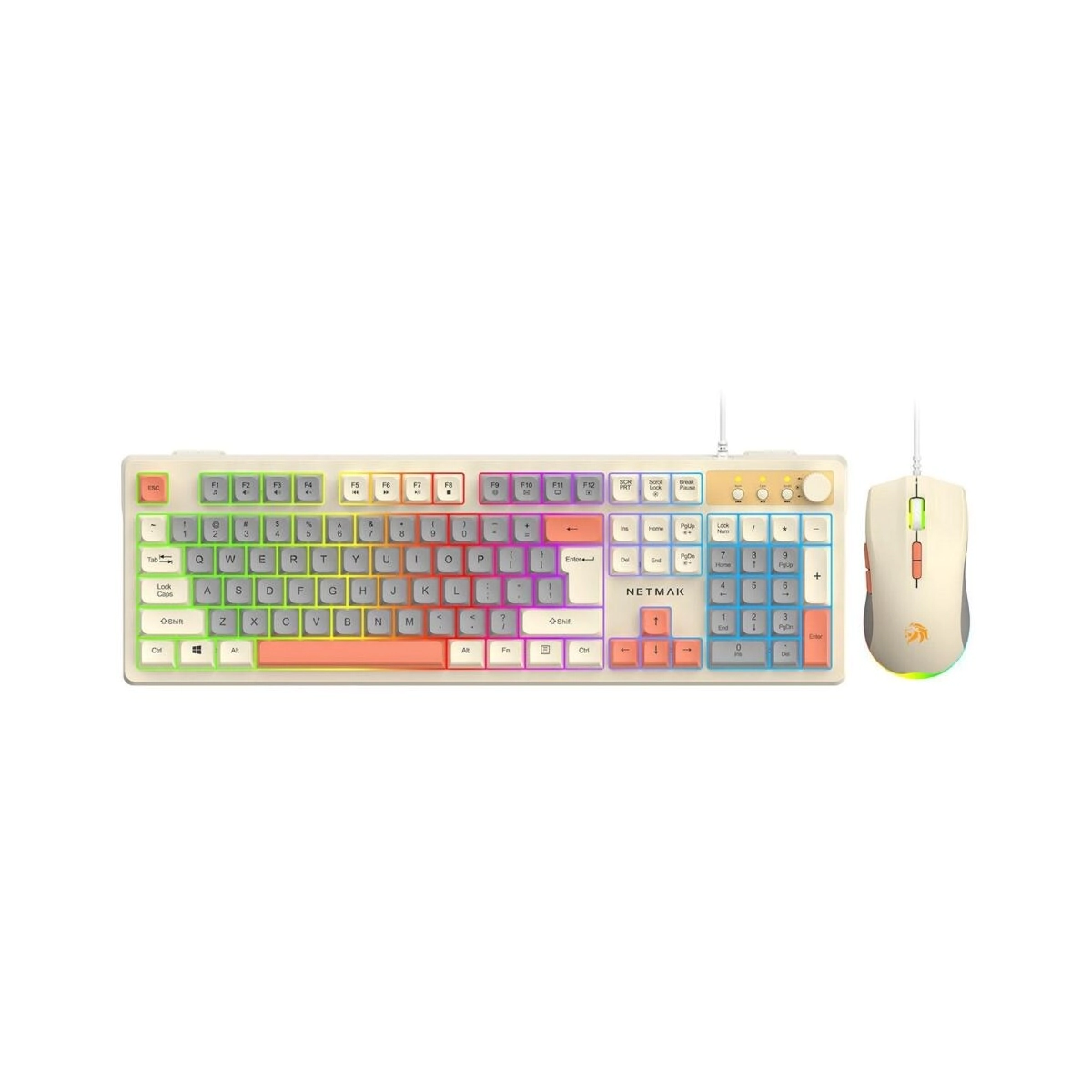 KIT NETMAK TECLADO + MOUSE MINIMALISTA LED NM-TM34