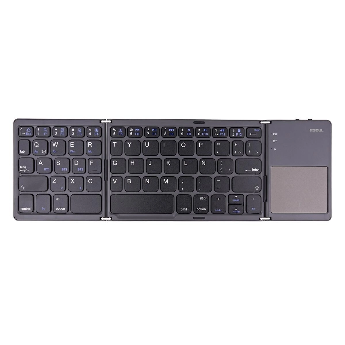TECLADO SOUL BT PLEGABLE C/TOUCHPAD AN/IO/WIN NEGRO per'kbt04ne