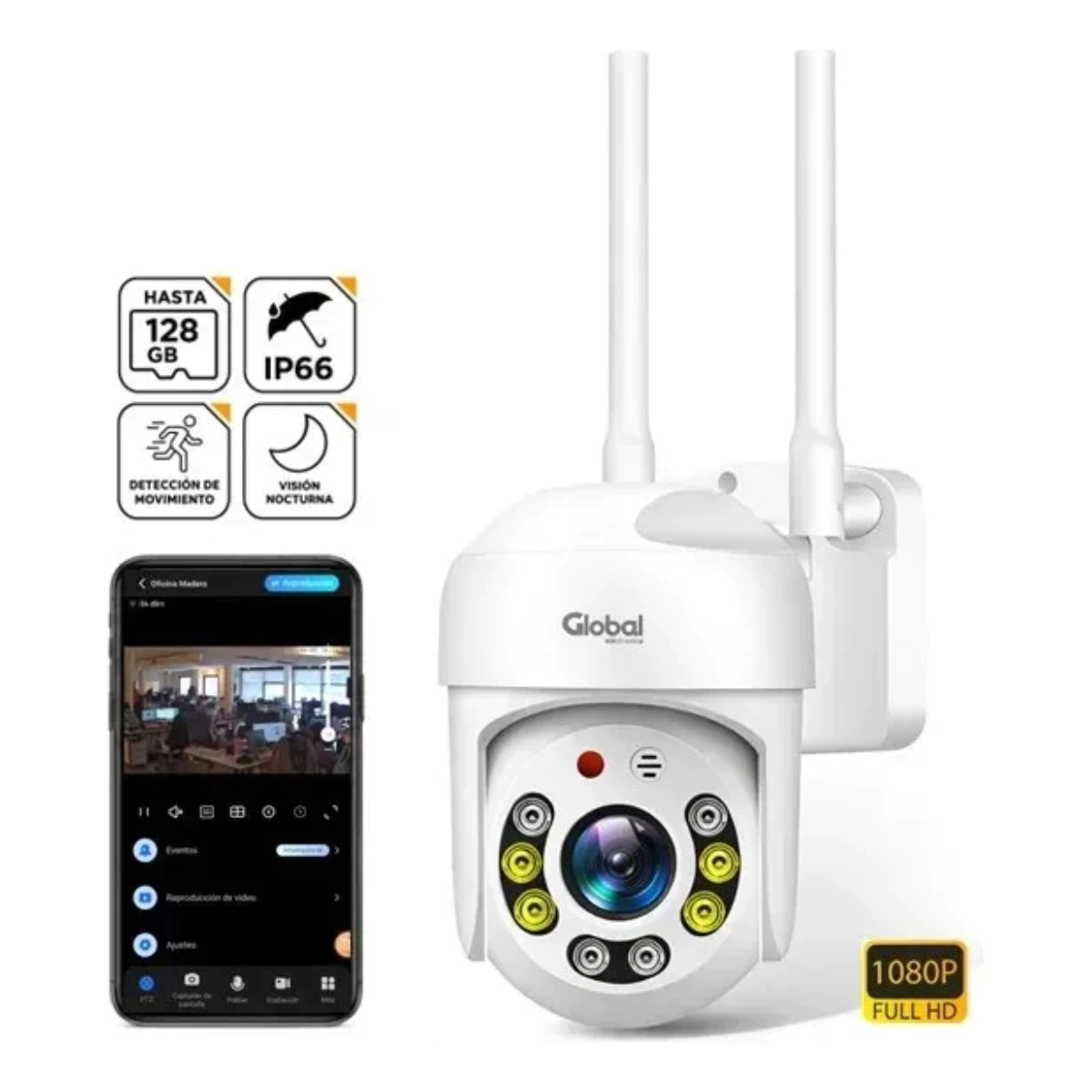 CAMARA EXTERIOR CON SOPORTE GLOBAL CAM-OUT-WIFI-1080P