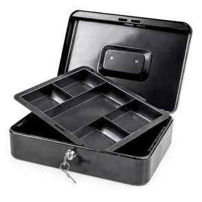 COFRE-30X25X9-BK COFRE PORTAVALORES CON BANDEJA NEGRA GLOBAL