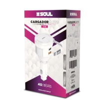 CARGADOR AUTO SOUL PD 40W CABLE RETRACTIL + TYPE-C + USB ca-pd40wrc