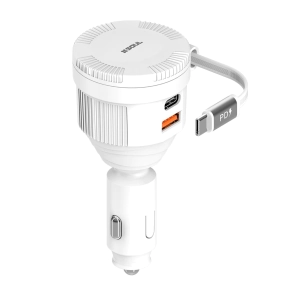 CARGADOR AUTO SOUL PD 40W CABLE RETRACTIL + TYPE-C + USB ca-pd40wrc